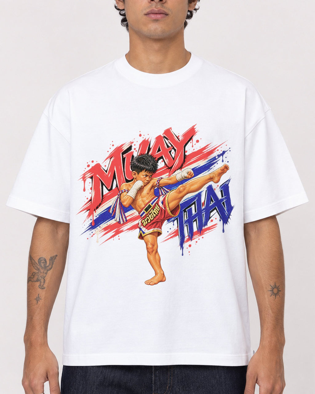 Mockup Boxy Heavyweight Tee White male close-up 06