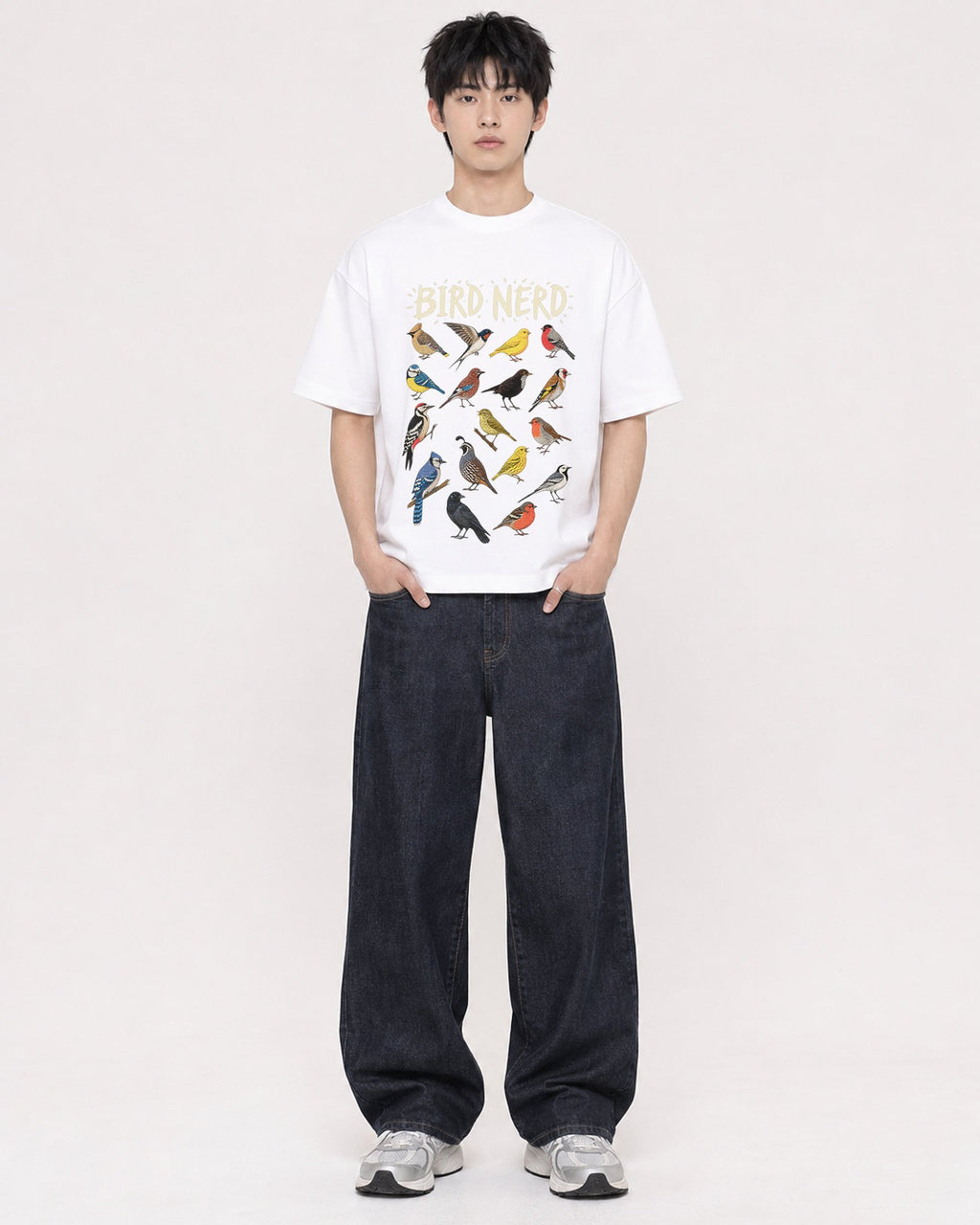 Mockup Boxy Heavyweight Tee White male full-body 01