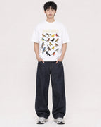 Mockup Boxy Heavyweight Tee White male full-body 01