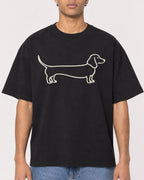 Mockup Boxy Heavyweight Tee Black male close-up 10