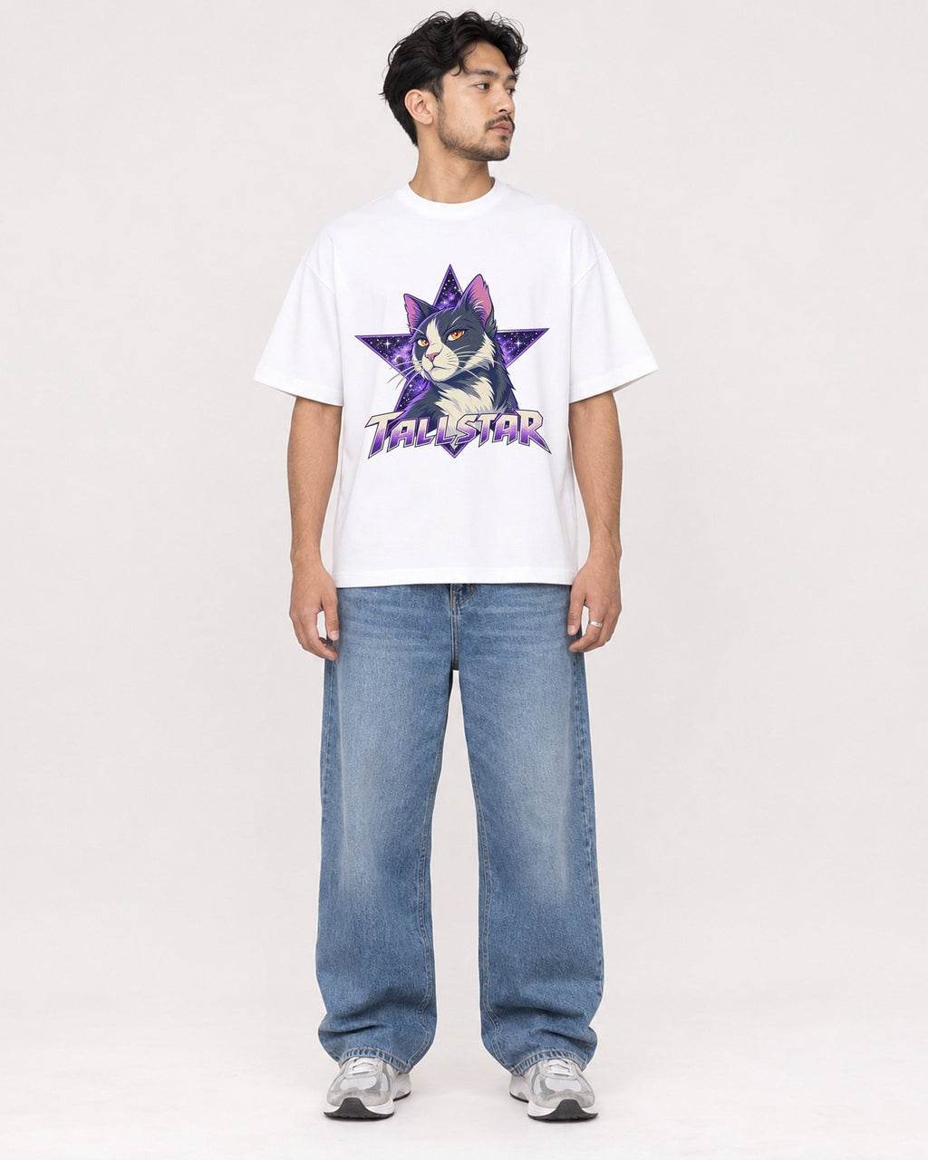 Mockup Boxy Heavyweight Tee White male full-body 02