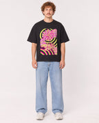 Mockup Boxy Heavyweight Tee Black male full-body 09