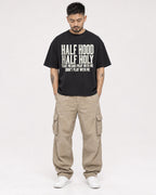 Mockup Boxy Heavyweight Tee Black male full-body 12
