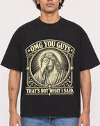 Mockup Boxy Heavyweight Tee Black male close-up 30