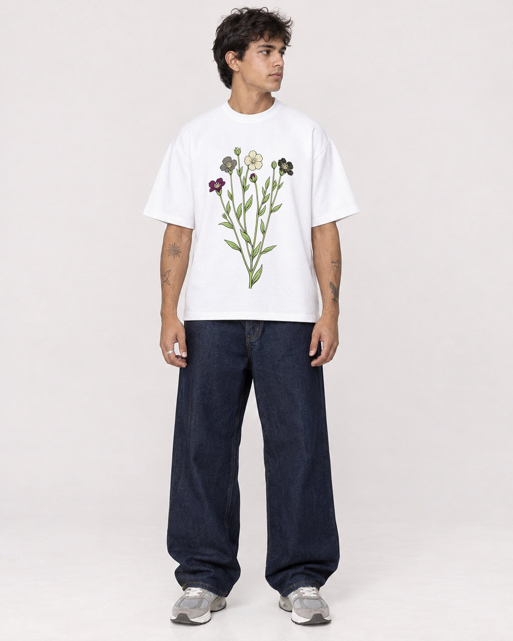 Mockup Boxy Heavyweight Tee White male full-body 06