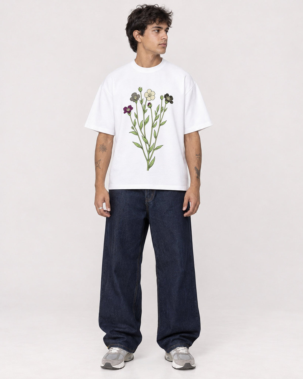 Mockup Boxy Heavyweight Tee White male full-body 06