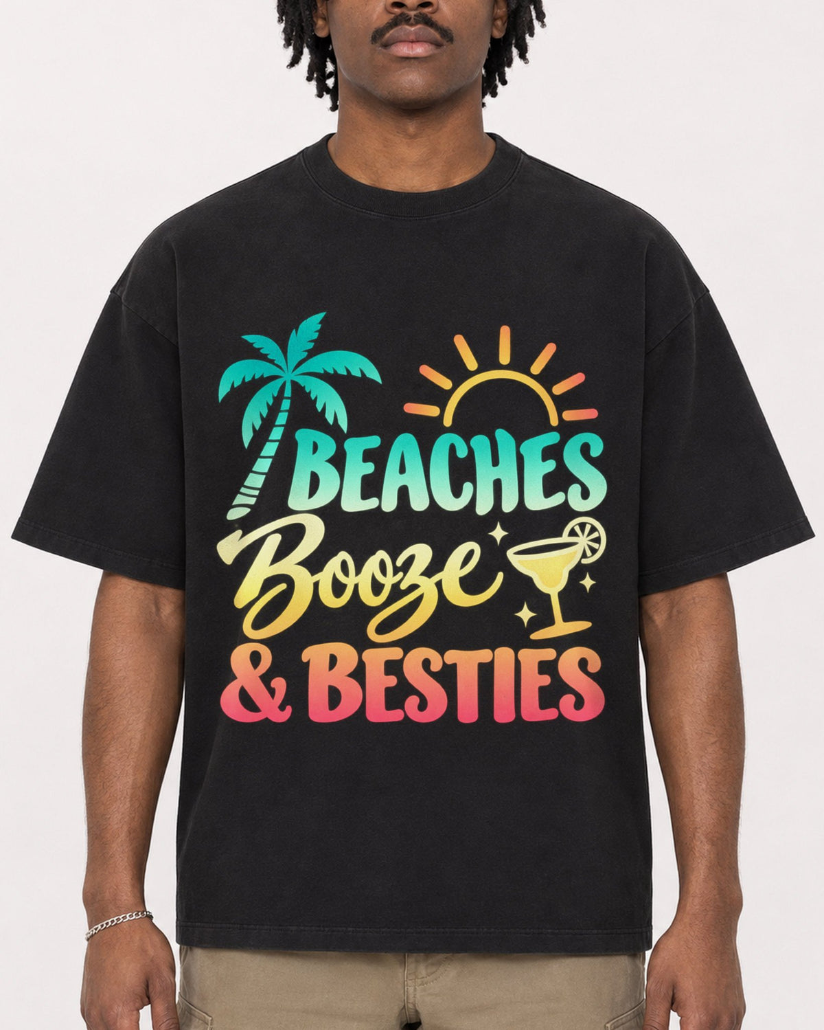 Mockup Boxy Heavyweight Tee Black male close-up 04