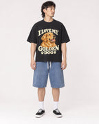 Mockup Boxy Heavyweight Tee Black male full-body 23