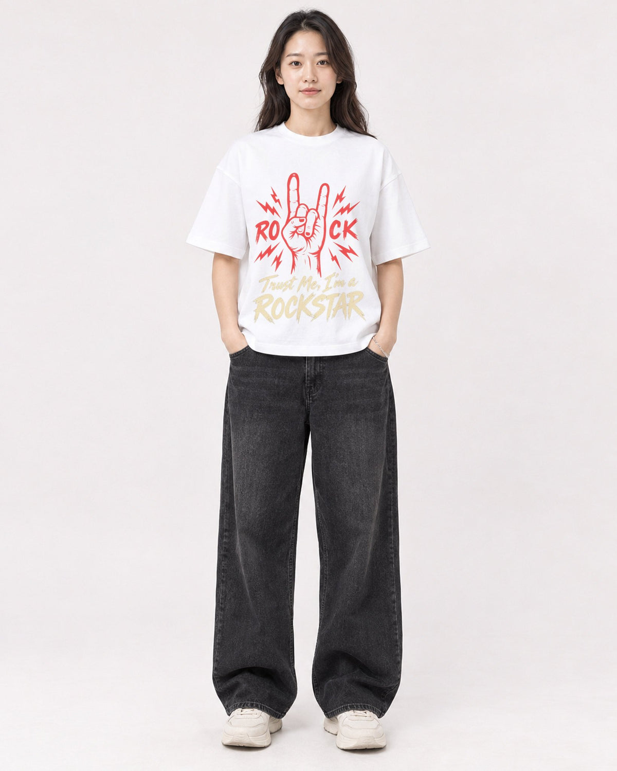 Mockup Boxy Heavyweight Tee White female full-body 03