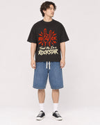 Mockup Boxy Heavyweight Tee Black male full-body 03
