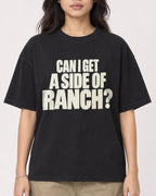 Mockup Boxy Heavyweight Tee Black female close-up 02
