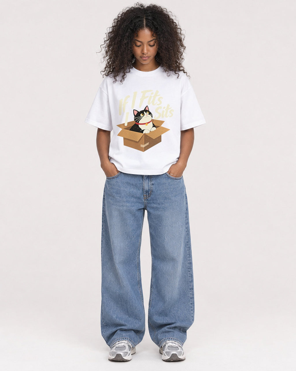 Mockup Boxy Heavyweight Tee White female full-body 05