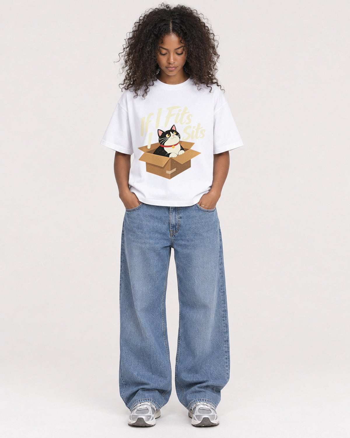 Mockup Boxy Heavyweight Tee White female full-body 05