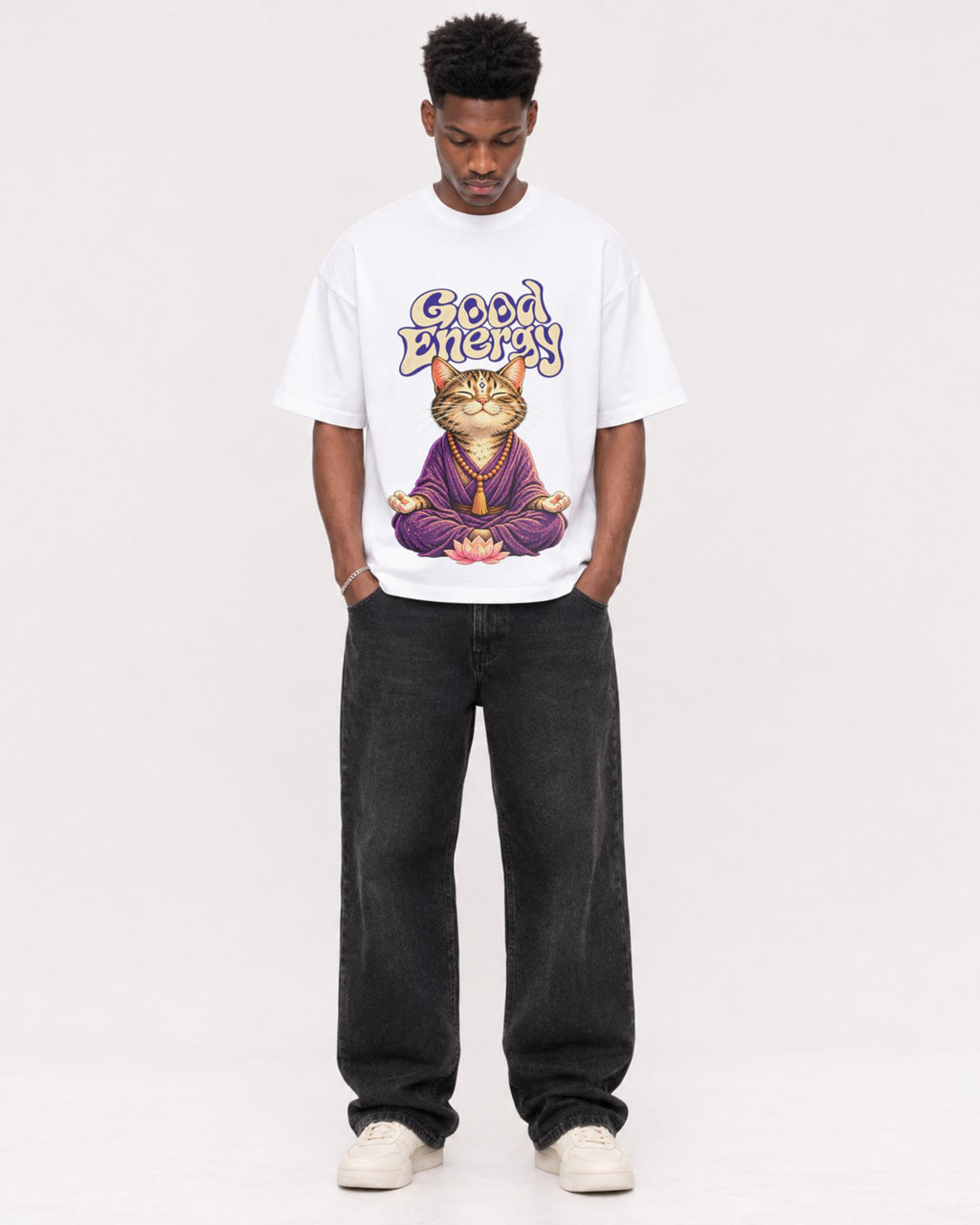 Mockup Boxy Heavyweight Tee White male full-body 15