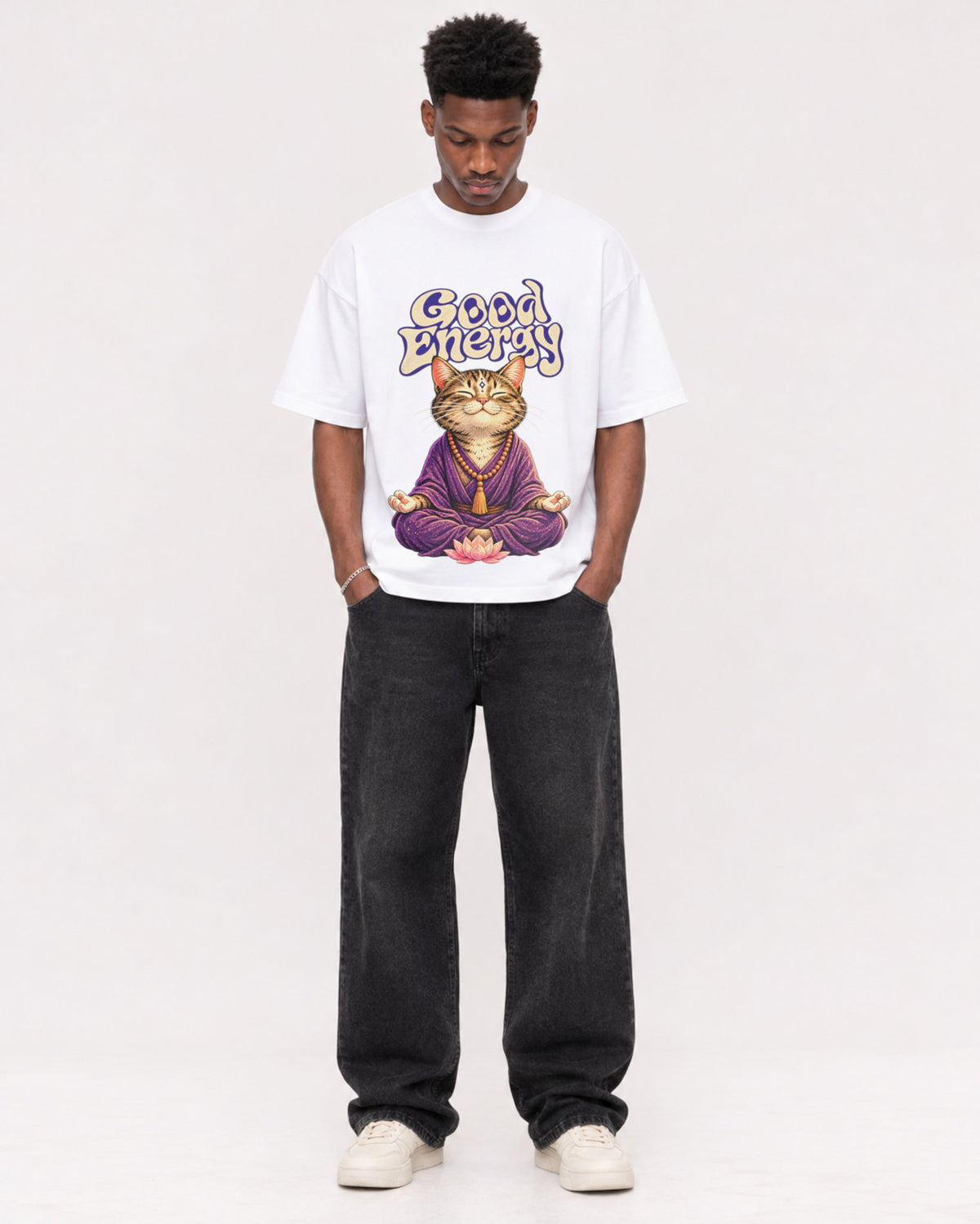 Mockup Boxy Heavyweight Tee White male full-body 15