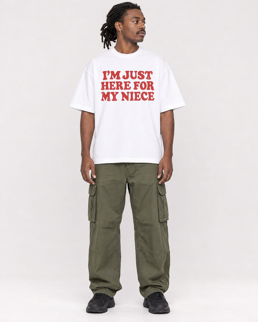 Mockup Boxy Heavyweight Tee White male full-body 34