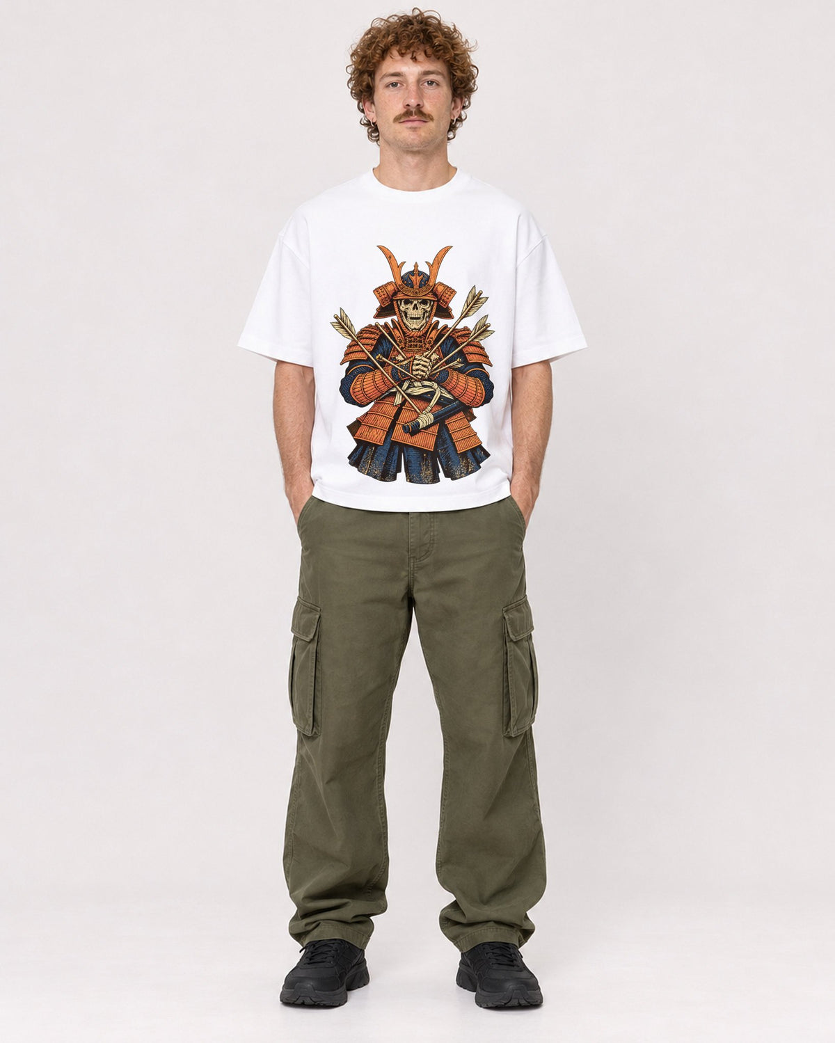Mockup Boxy Heavyweight Tee White male full-body 09