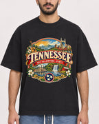 Mockup Boxy Heavyweight Tee Black male close-up 07