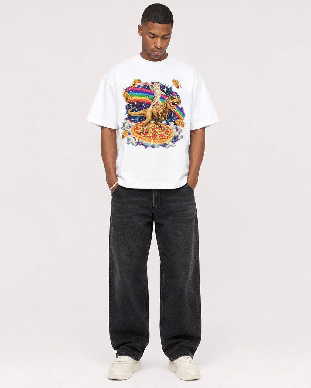 Mockup Boxy Heavyweight Tee White male full-body 35