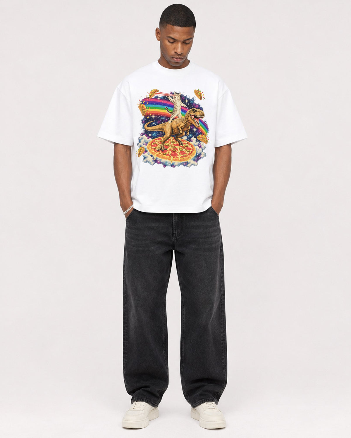 Mockup Boxy Heavyweight Tee White male full-body 35