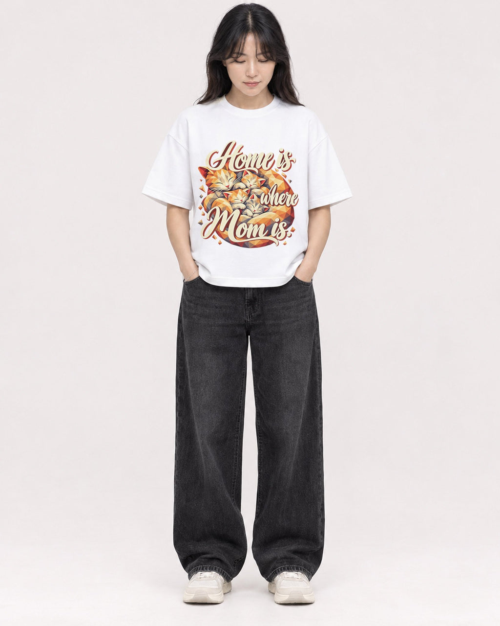 Mockup Boxy Heavyweight Tee White female full-body 13