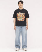 Mockup Boxy Heavyweight Tee Black male full-body 13