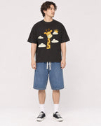 Mockup Boxy Heavyweight Tee Black male full-body 03