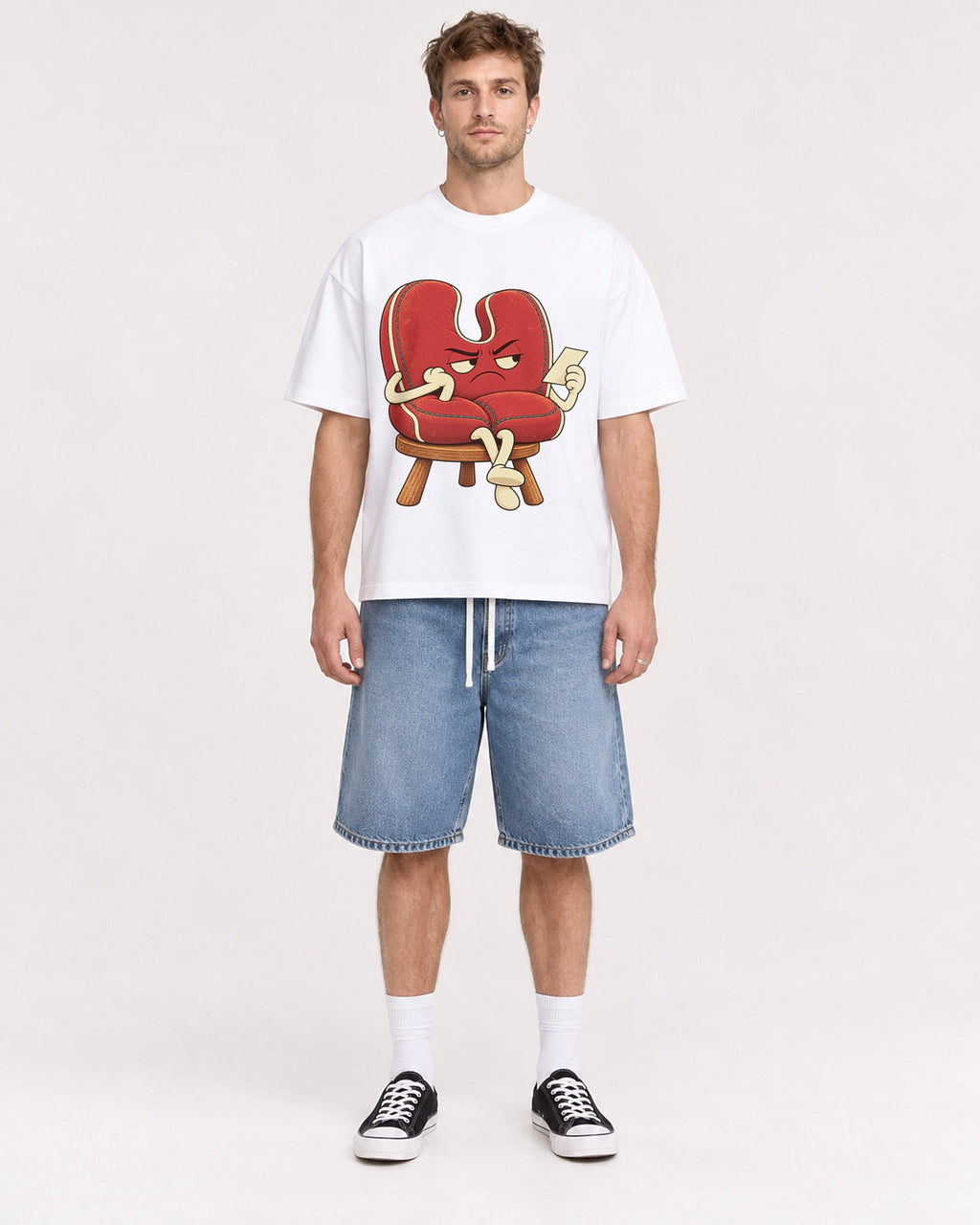 Mockup Boxy Heavyweight Tee White male full-body 08