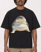 Mockup Boxy Heavyweight Tee Black male close-up 04