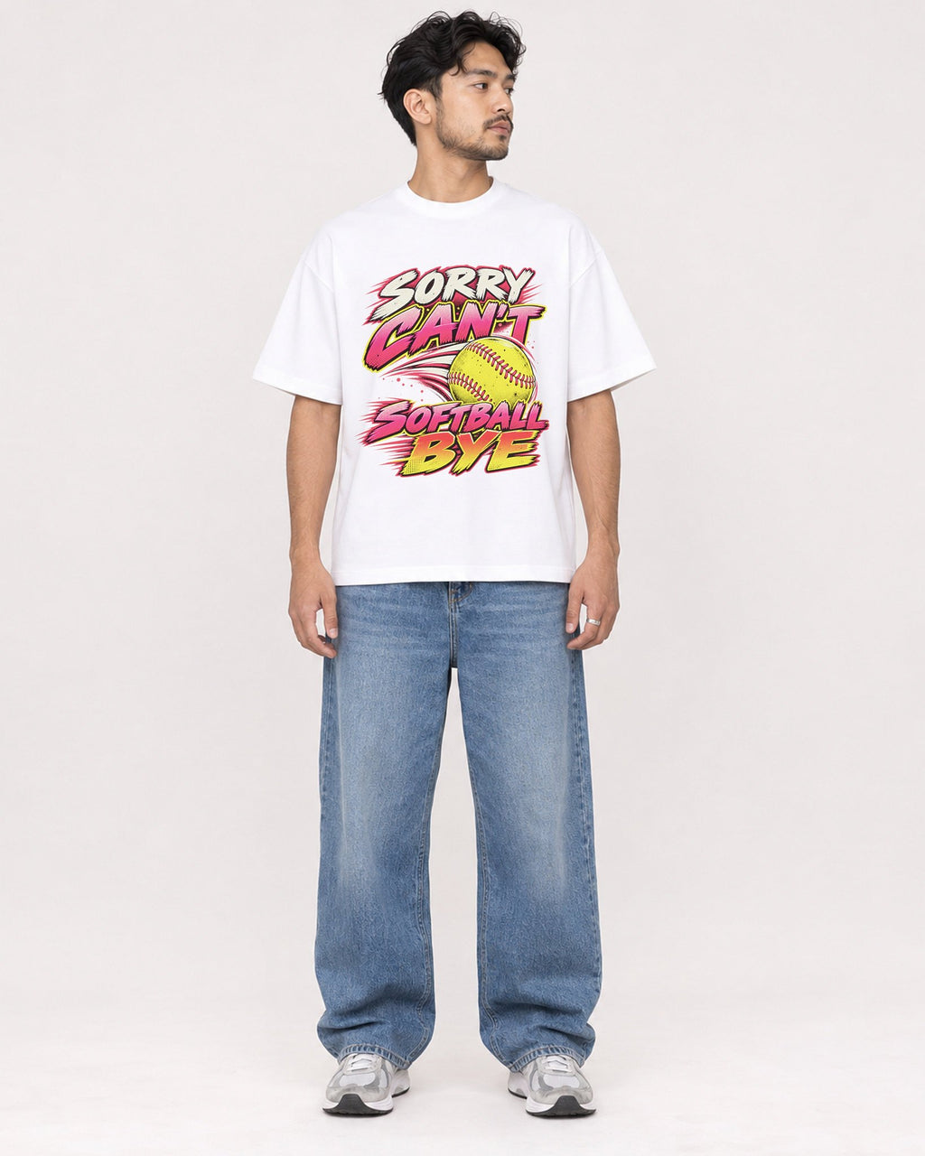 Mockup Boxy Heavyweight Tee White male full-body 02