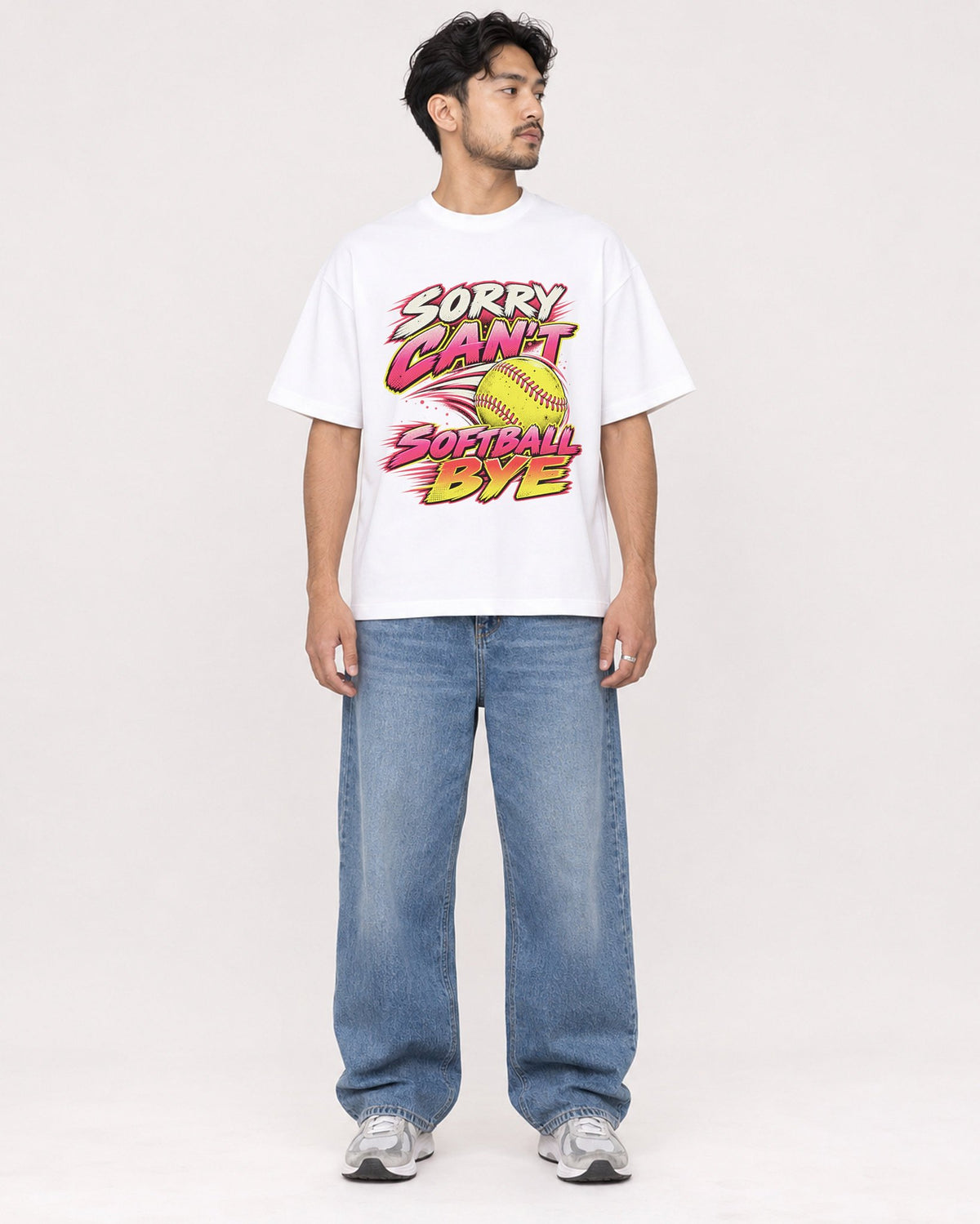 Mockup Boxy Heavyweight Tee White male full-body 02