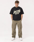 Mockup Boxy Heavyweight Tee Black male full-body 08
