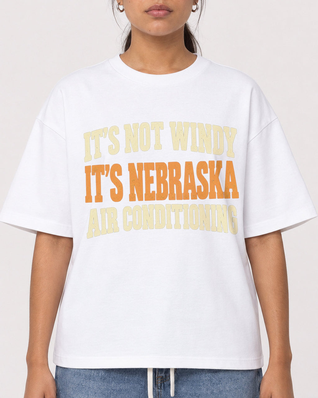 Mockup Boxy Heavyweight Tee White female close-up 16