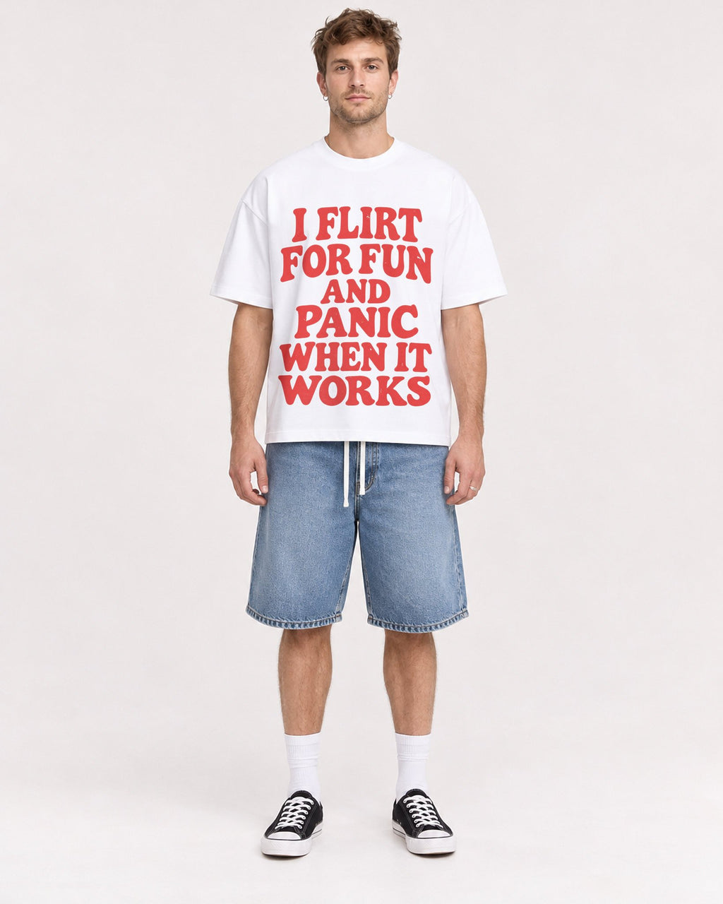 Mockup Boxy Heavyweight Tee White male full-body 08