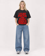 Mockup Boxy Heavyweight Tee Black female full-body 08