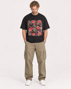 Mockup Boxy Heavyweight Tee Black male full-body 28