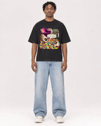 Mockup Boxy Heavyweight Tee Black male full-body 05