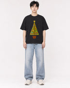 Mockup Boxy Heavyweight Tee Black male full-body 01