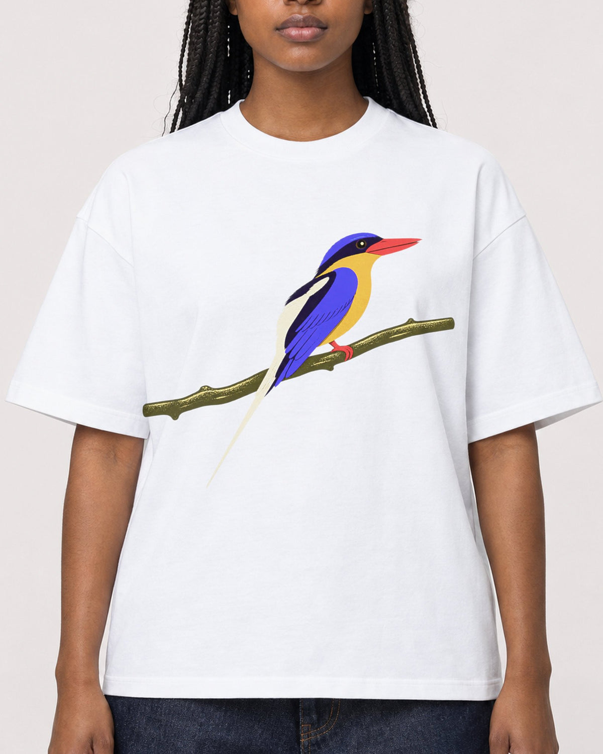 Mockup Boxy Heavyweight Tee White female close-up 04