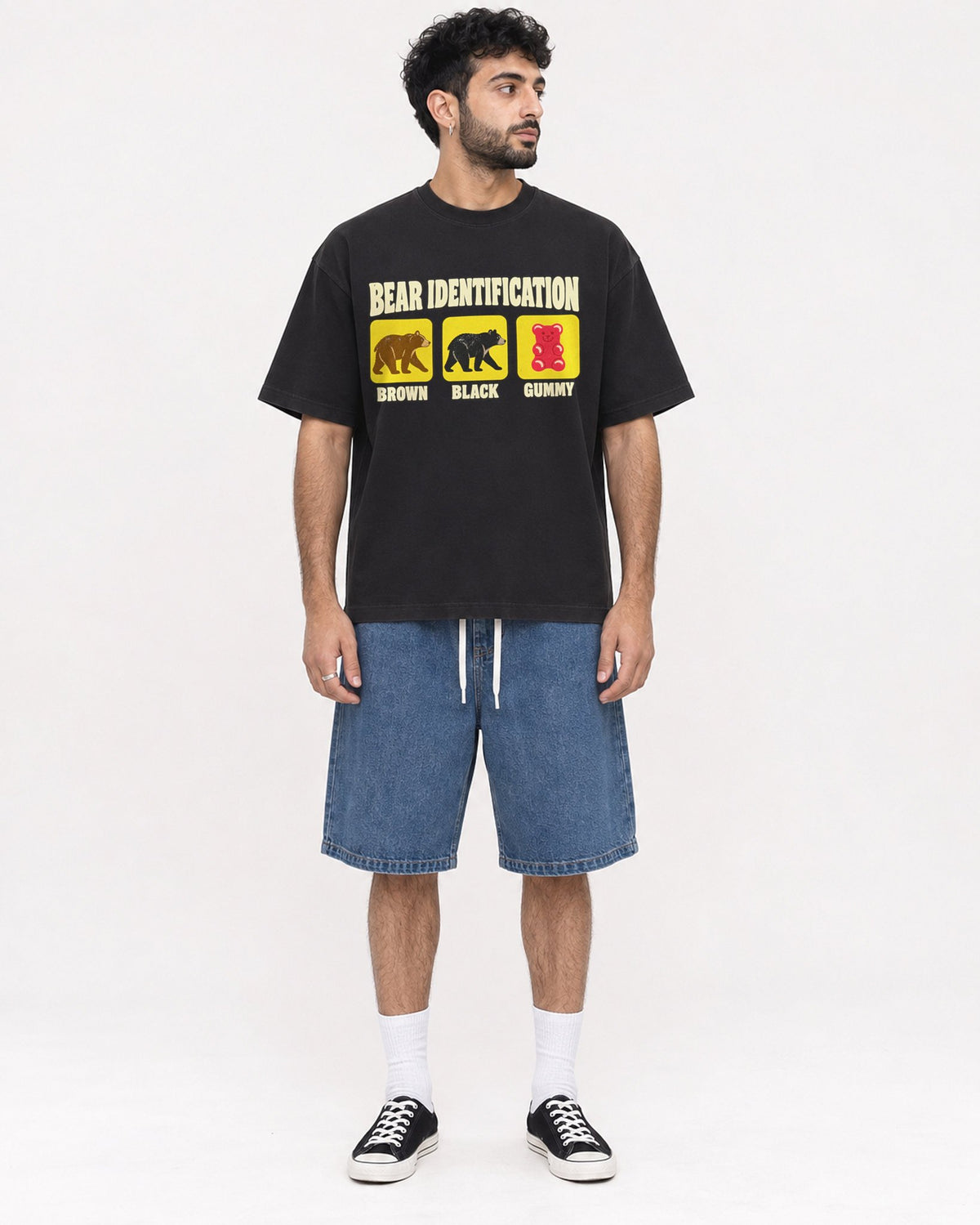 Mockup Boxy Heavyweight Tee Black male full-body 07