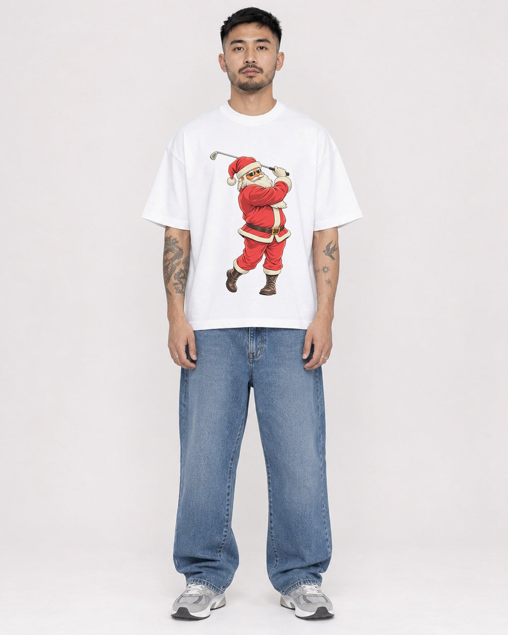 Mockup Boxy Heavyweight Tee White male full-body 12
