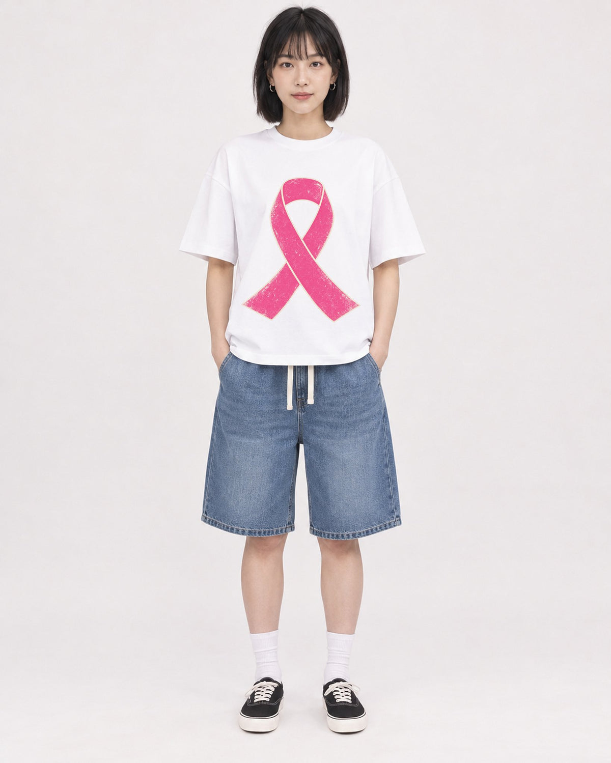 Mockup Boxy Heavyweight Tee White female full-body 11