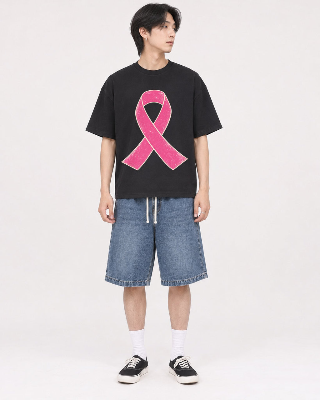 Mockup Boxy Heavyweight Tee Black male full-body 11