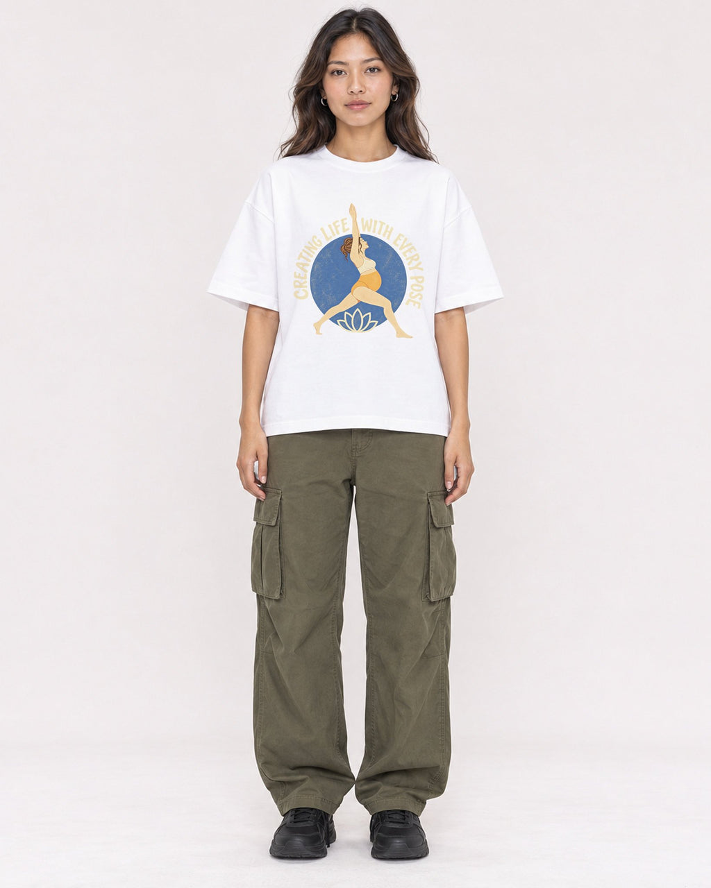 Mockup Boxy Heavyweight Tee White female full-body 02
