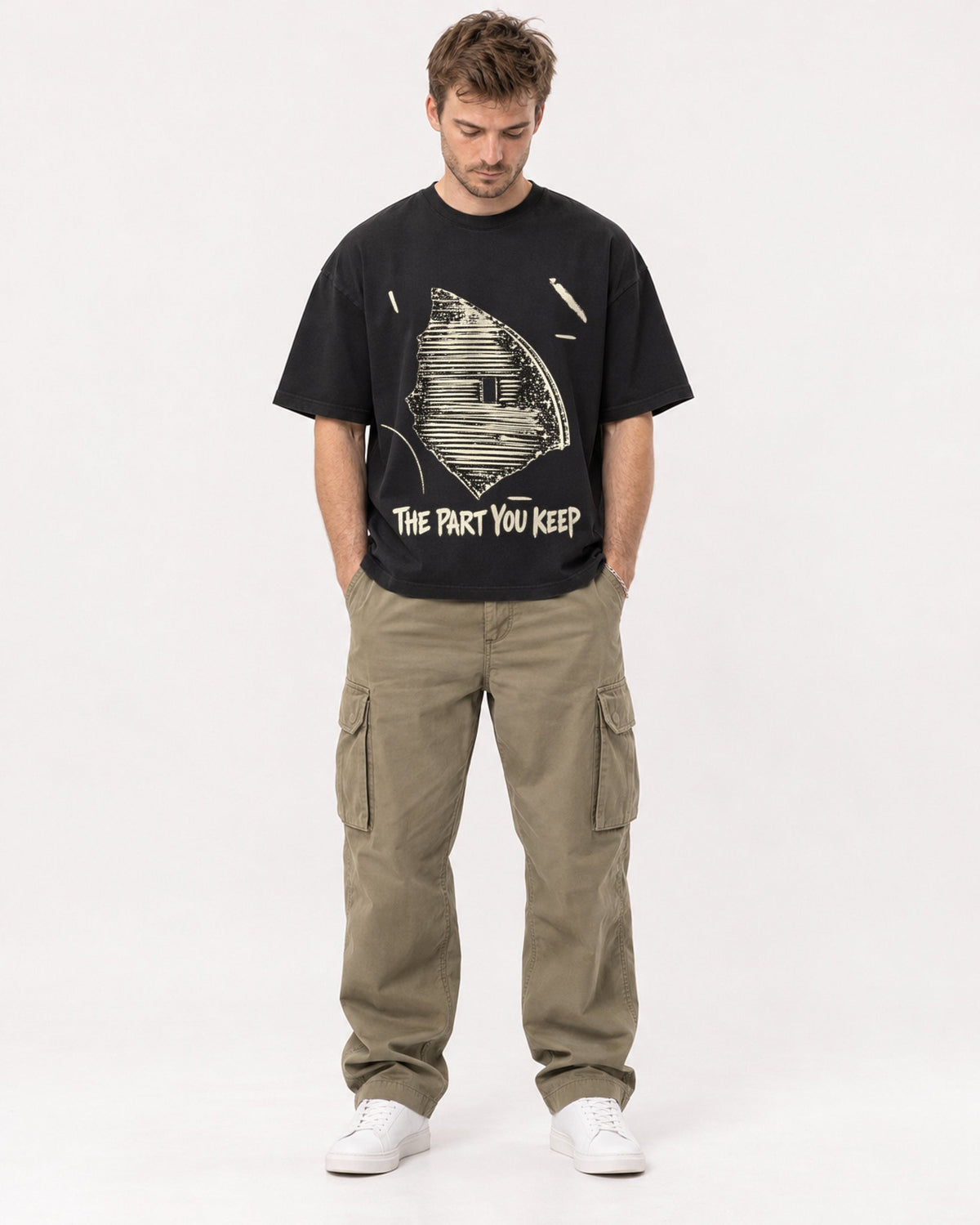 Mockup Boxy Heavyweight Tee Black male full-body 08