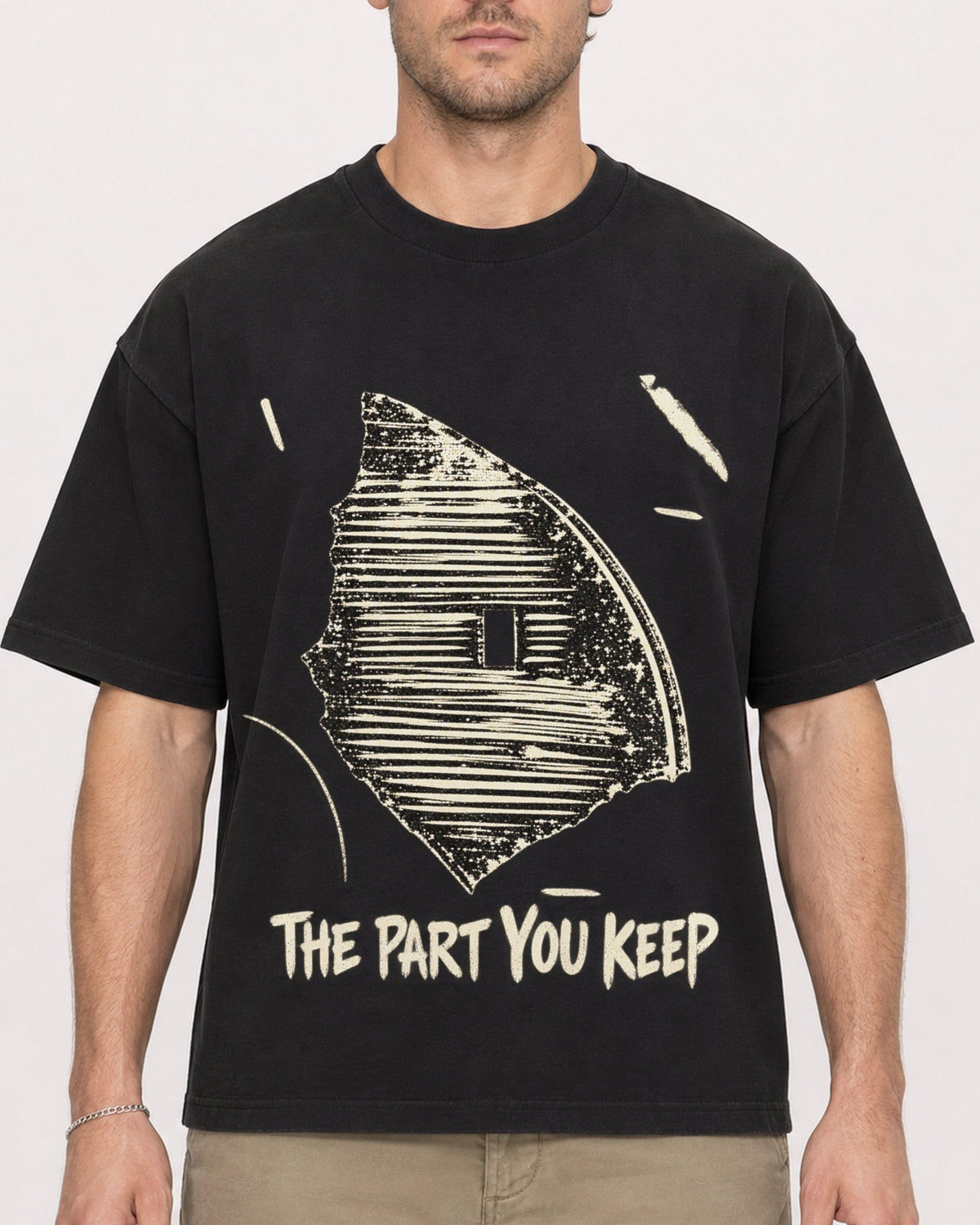 Mockup Boxy Heavyweight Tee Black male close-up 08