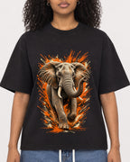 Mockup Boxy Heavyweight Tee Black female close-up 05