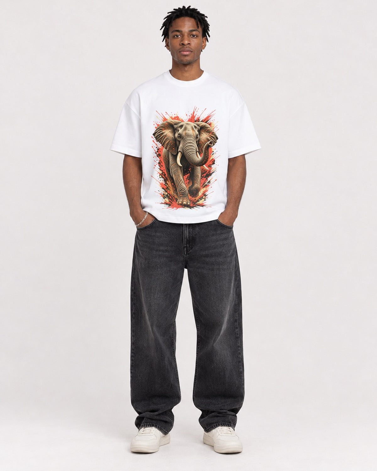 Mockup Boxy Heavyweight Tee White male full-body 05