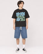 Mockup Boxy Heavyweight Tee Black male full-body 03
