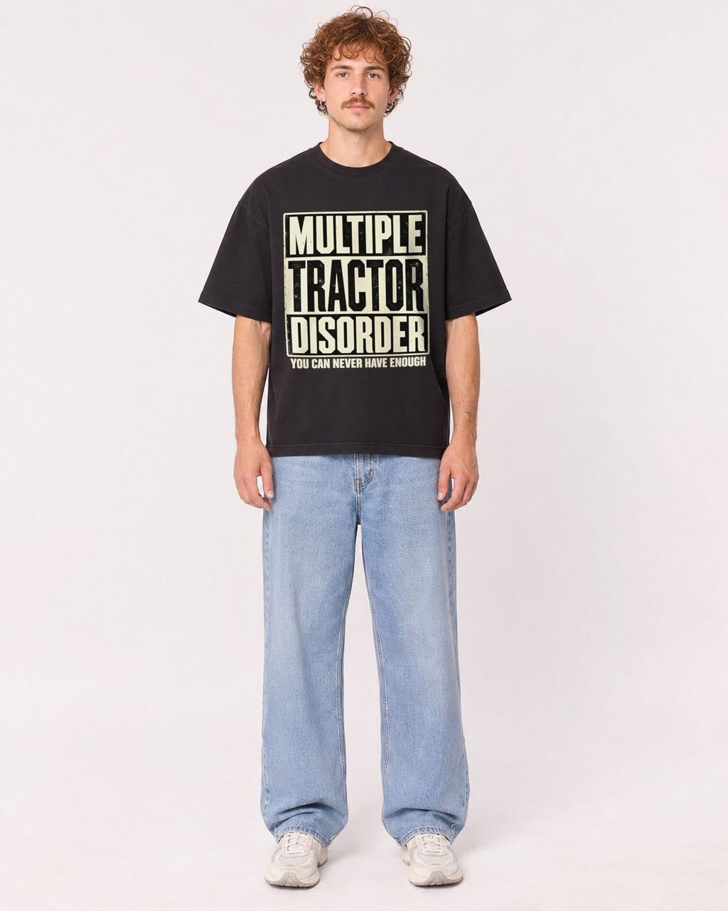 Mockup Boxy Heavyweight Tee Black male full-body 09